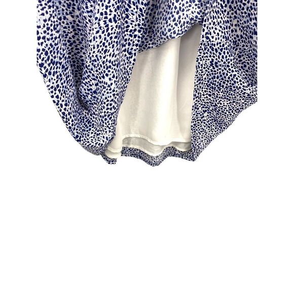 Hilary Radley Women's Tunic Sleeveless Blouson Dress Blue Cheetah Print Size 14 - Picture 4 of 9